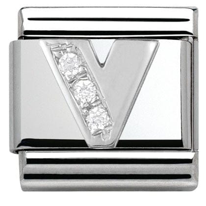 Nomination Italy Link 330301/22 Classic LETTER V S/steel. Cub. zirc,925 silver