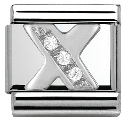 Nomination Italy Link 330301/24 Classic LETTER X S/steel. Cub. zirc,925 silver