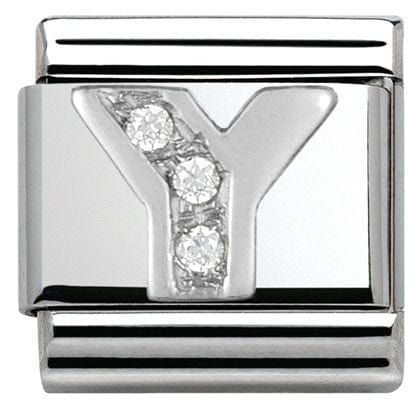 Nomination Italy Link 330301/25 Classic LETTER Y S/steel. Cub. zirc,925 silver