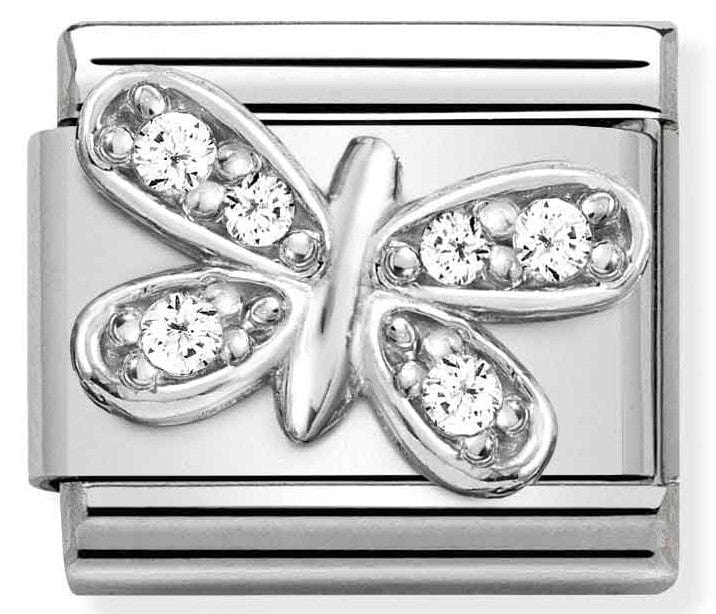 Nomination Italy Link 330304/35 Classic SYMBOLS steel,CZ & silver 925 WHITE butterfly