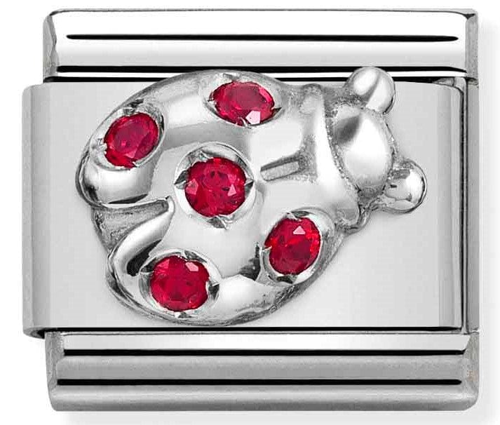 Nomination Italy Link 330304/36 Classic SYMBOLS steel,CZ & silver 925,RED Ladybug (LaydBird)
