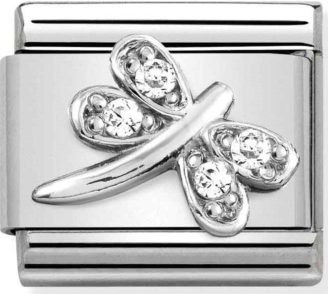 Nomination Italy Link 330304/38 Classic SYMBOLS steel,CZ, & silver 925,WHITE dragonfly