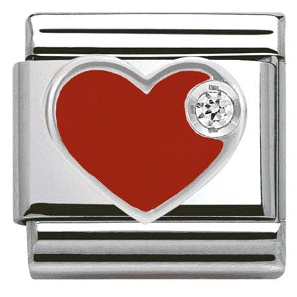 Nomination Italy Link 330305/01 CLASSIC Silver & enamel,1 CZ,925 silver Red Heart
