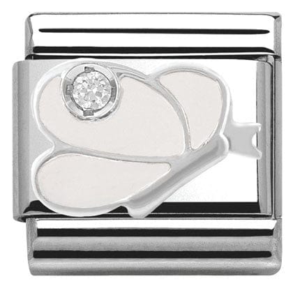 Nomination Italy Link 330305/08 CLASSIC Silver & enamel,1 CZ,925 silver White Butterfly