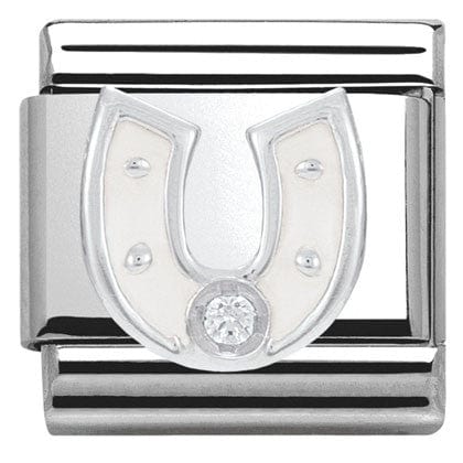 Nomination Italy Link 330305/12 CLASSIC Silver & enamel,1 CZ,925 silver white horseshoe