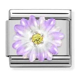 Nomination Italy Link 330321/03 CL SIMBOLS S/S, enamel, CZ. 925 silver PURPLE flower