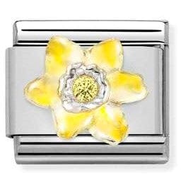 Nomination Italy Link 330321/08 CL SIMBOLS S/S, enamel, CZ, 925 silver Daffodil YELLOW