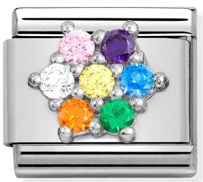 Nomination Italy Link 330322/05 Classic SYMBOLS S/steel, Cz & silver 925 RICH RAINBOW flower