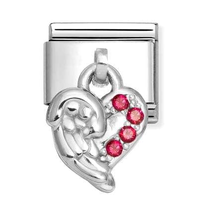 Nomination Italy link 331800/34 Classic CHARMS steel, 925 sterling silver Heart wing RED
