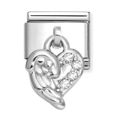 Nomination Italy link 331800/35 Classic CHARMS stainless steel and 925 sterling silver Heart wing in WHITE