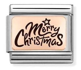 Nomination Italy Link 430111/14 Classic ,S/steel, Bonded Rose Gold Merry Christmas