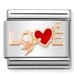 Nomination Italy Link 430202/10 Classic ,S/steel, enamel,Bonded Rose Gold Love Heart Arrow