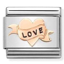 Nomination Italy Link 430202/14 Classic ,S/steel, enamel,Bonded Rose Gold Heart Love