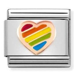 Nomination Italy Link 430202/15 Classic ,S/steel, enamel,Bonded Rose Gold Rainbow Heart