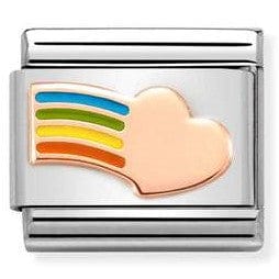 Nomination Italy Link 430202/16 Classic ,S/steel, enamel,Bonded Rose Gold Rainbow Heart