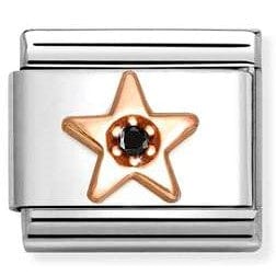 Nomination Italy link 430305/38 Classic Symbols in stainless steel with 9k rose gold and CZ Black Star
