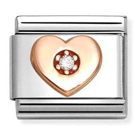 Nomination Italy link 430305/39 Classic Symbols in stainless steel with 9k rose gold and CZ WHITE heart