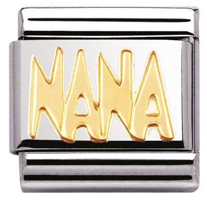 Nomination Italy Links 030107/09 Classic WRITING,S/Steel,bonded yellow gold Nana