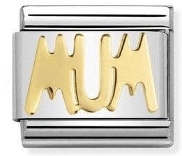 Nomination Italy Links 030107/14 Classic WRITING,S/Steel,bonded yellow gold MUM