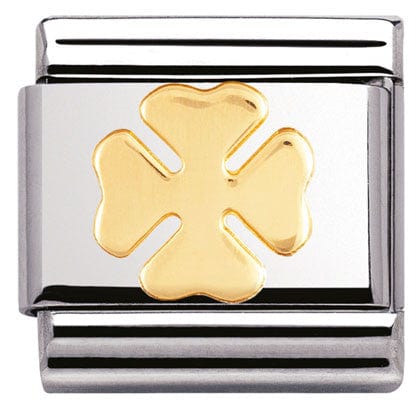 Nomination Italy Links 030115/06 Classic,S/steel,bonded yellow gold Four-leaf clover