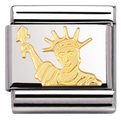 Nomination Italy Links 030128/08 Classic SYMBOLS S/Steel,bonded yellow gold Statue of Liberty (America)