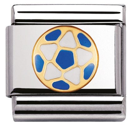 Nomination Italy Links 030204/13 Classic Sport Blue White football,with enamel and bonded yellow gold
