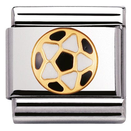 Nomination Italy Links 030204/17 Classic Sport, Black & White Football, enamel and bonded yellow gold