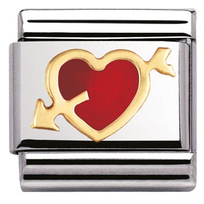 Nomination Italy Links 030207/12 Classic Love.S/steel,enamel,bonded yellow gold Red Heart & Arrow
