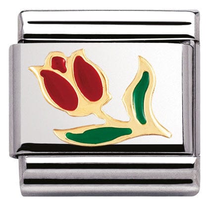 Nomination Italy Links 030214/10 Classic,S/Steel,enamel,bonded yellow gold Tulip