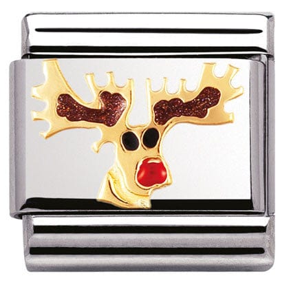 Nomination Italy Links 030225/08 Classic,S/steel,enamel,bonded yellow gold Reindeer