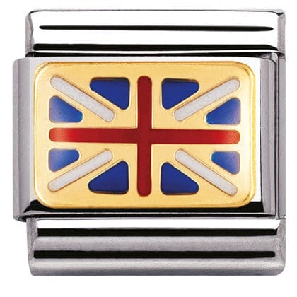 Nomination Italy Links 030234/06 Classic FLAG,s. steel,enamel, bonded yellow gold GREAT BRITAIN