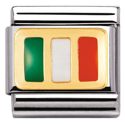 Nomination Italy Links 030234/10 Classic FLAG S/Steel,enamel, bonded yellow gold IRELAND