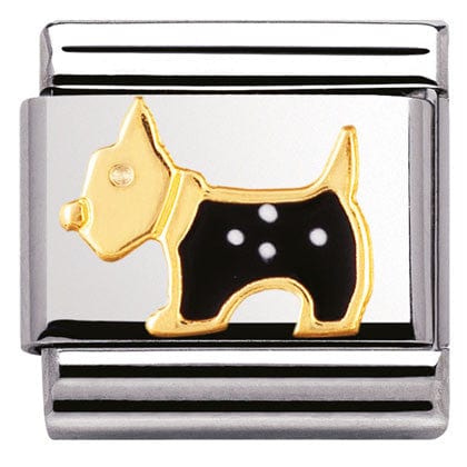 Nomination Italy Links 030248/09 Classic,S/steel,enamel,bonded yellow gold Terrier Dog