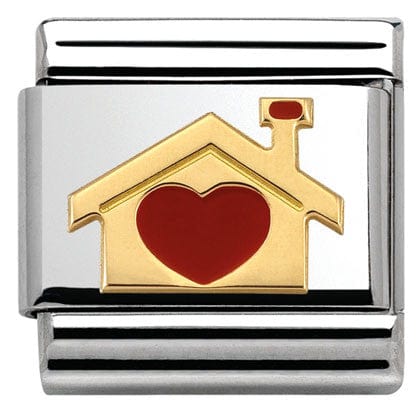 Nomination Italy Links 030283/07 Classic,S/steel enamel,bonded yellow gold,Home with heart