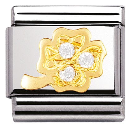 Nomination Italy Links 03031/18 Classic,S/Steel,enamel,Bonded Yellow Gold, Clover
