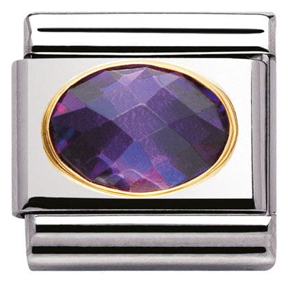 Nomination Italy Links 030601/001 Classic FACETED CZ Purple S/Steel, Bonded Yellow Gold