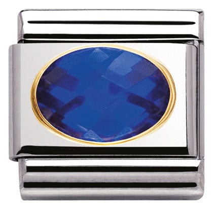 Nomination Italy Links 030601/007 Classic FACETED CZ Blue S/Steel, Bonded Yellow Gold