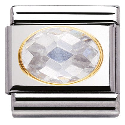 Nomination Italy Links 030601/010 Classic FACETED CZ White S/Steel, Bonded Yellow Gold