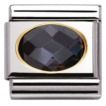 Nomination Italy Links 030601/011 Classic FACETED CZ Black S/Steel, Bonded Yellow Gold