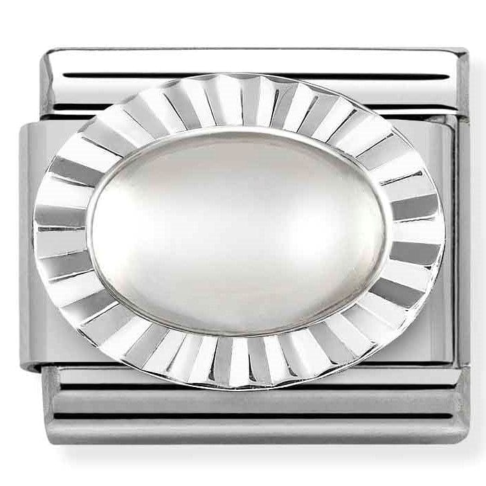 Nomination Italy Links 330507/17 Classic STONES, steel, DIAMOND OVAL 925 silver MOON STONE