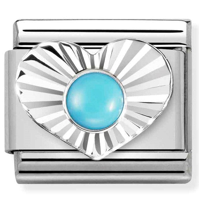 Nomination Italy Links 330508/06 Classic STONES, steel, DIAMOND HEART 925 silver TURQUOISE