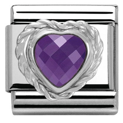 Nomination Italy Links 330603/001 CL HEART FACETED CZ,S/Steel,925 silver twisted setting purple