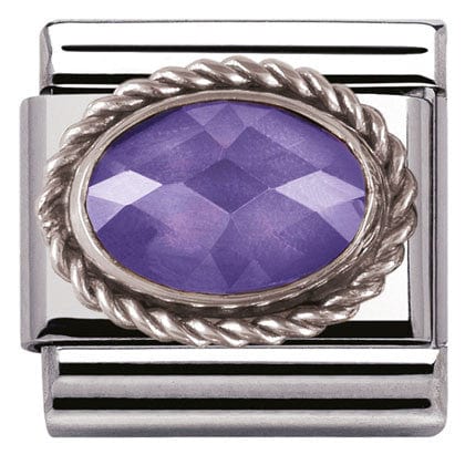 Nomination Italy Links 330604/001 Classic FACETED CZ Purple,S/Steel. silver setting,