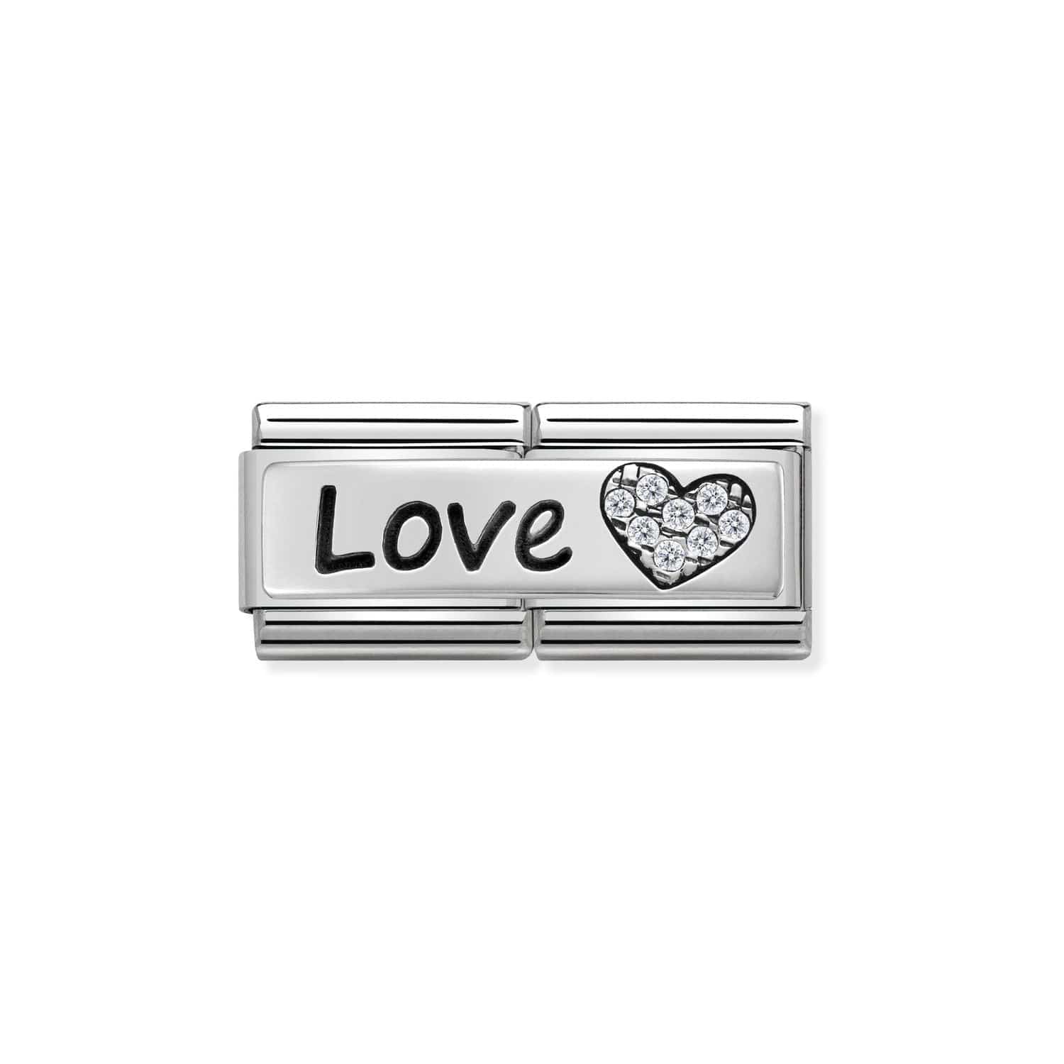 Nomination Italy Links 330731/05 Classic Double Silver,CZ, Love & Heart