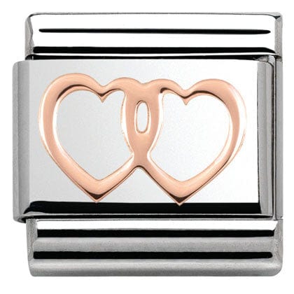 Nomination Italy Links 430104/08 Classic S/Steel,Bonded Rose Gold Double Hearts