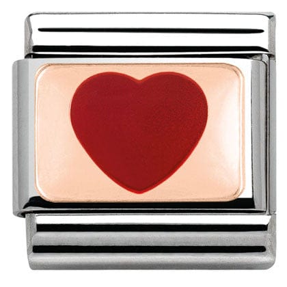 Nomination Italy Links 430201/14 Classic PLATES,S/Steel, Bonded Rose Gold,enamel Red Heart