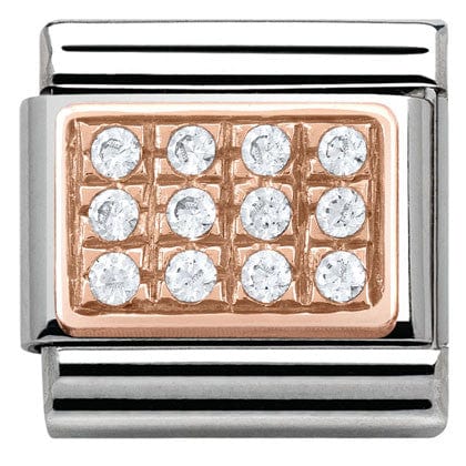 Nomination Italy Links 430301/01 Classic PAVE,S/steel,Rose Gold, CZ White CZ