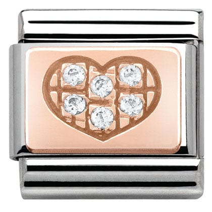 Nomination Italy Links 430302/01 Classic,S/Steel, Rose Gold, CZ White CZ Heart