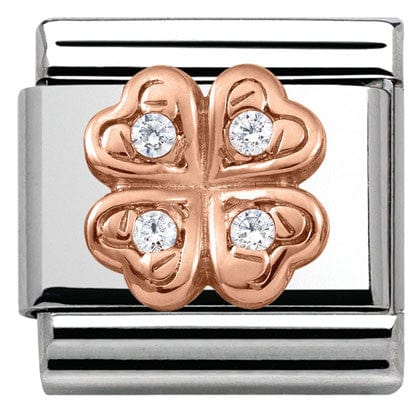 Nomination Italy Links 430302/04 Classic S/steel,Rose Gold,CZ Four-Leaf Clover