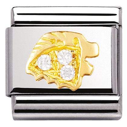 Nomination Italy Links Classic ZODIAC S/Steel,Bonded Yellow Gold, CZ, Leo